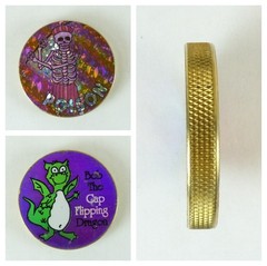 1/4″ Thick 2.5oz Brass Double Sided Pogs Slammer Poison Skeleton Flipping Dragon