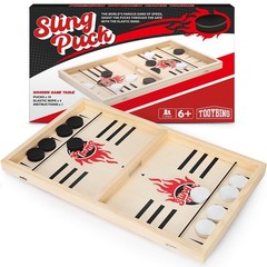 Large Fast Classic Slingshot Puck Game – Wooden Hockey Board for Family Fun, 2 P