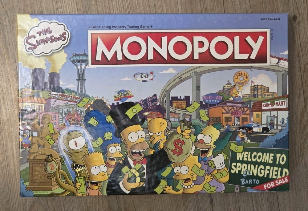 The SIMPSONS Monopoly “Welcome To Springfield” Board Game Nice Clean Complete