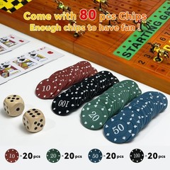 Large 23 inches Horse Race Board Game with Luxury Metal Numbered Horses, 4 in 1