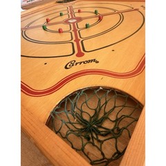 Vintage Carrom Gameboard 125 Games Reversible Wood Board Original Box No. 108