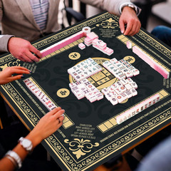 Black Mahjong Mat with Black Carrying Bag 31.5 x 31.5 Inches Multi Purpose Game
