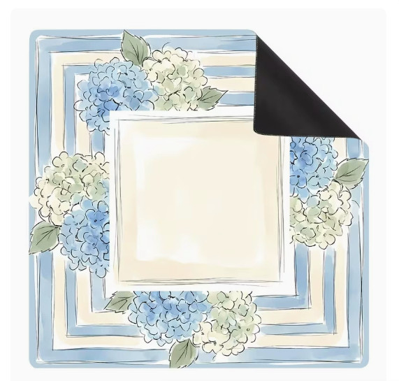 Mahjong Table Mat Chinoiserie blue Floral Anti-Slip Game Mat Cover