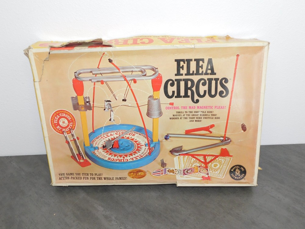 Vtg 1965 Mattel FLEA CIRCUS Magnetic Acrobatic Action Board Game *Read discrip.