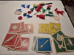 Vintage 1967 Milton Bradley Feeley Meeley Game #4770 Box Poor 23 Cards, 25 Objec