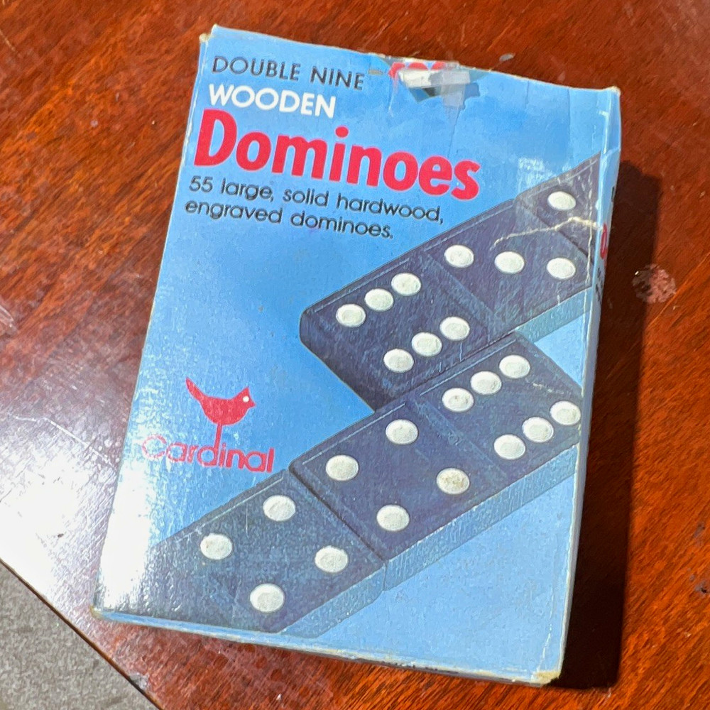 Cardinal Double Nine Wooden Dominoes Complete Game Set, 55 Tiles, #554 3pc miss