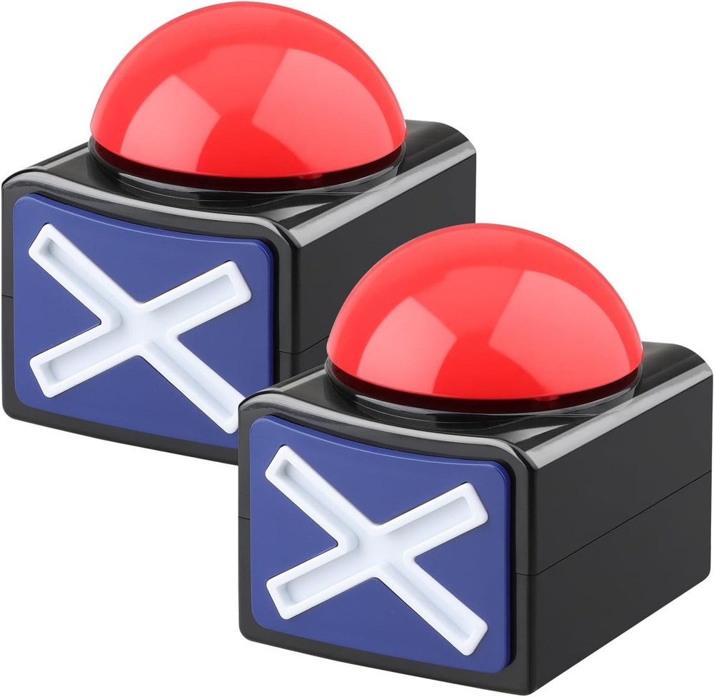 2 Pack Game Buzzers with Lights & Sound – Quiz Buzzer Buttons for Family Feud