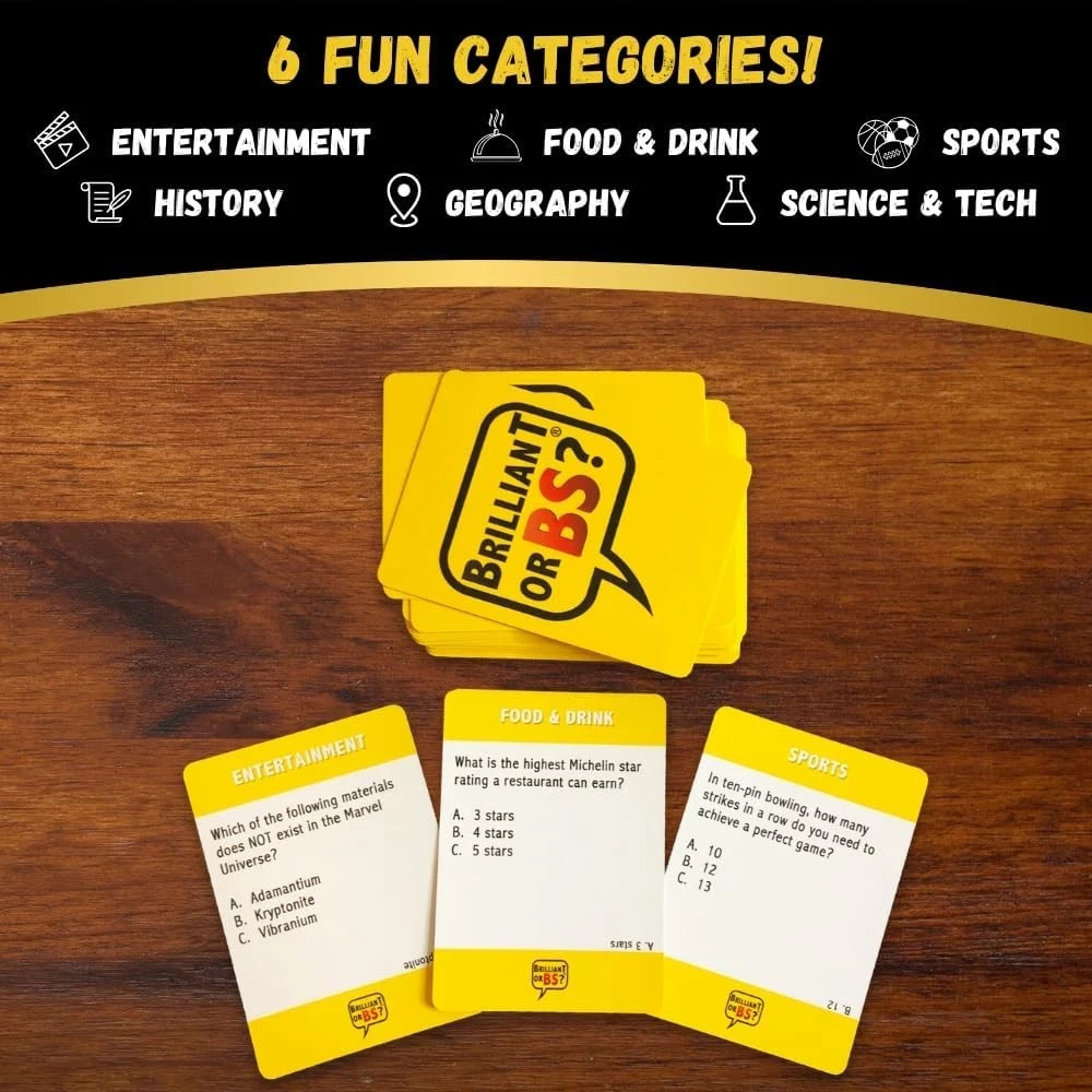 Brilliant or BS Fun Bluffing Trivia Game for Parties Groups Friends Family