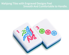 TIASUSAN 4 Layer Engraved American Mahjong Tile Set(Green), 166 Acrylic Mahjong