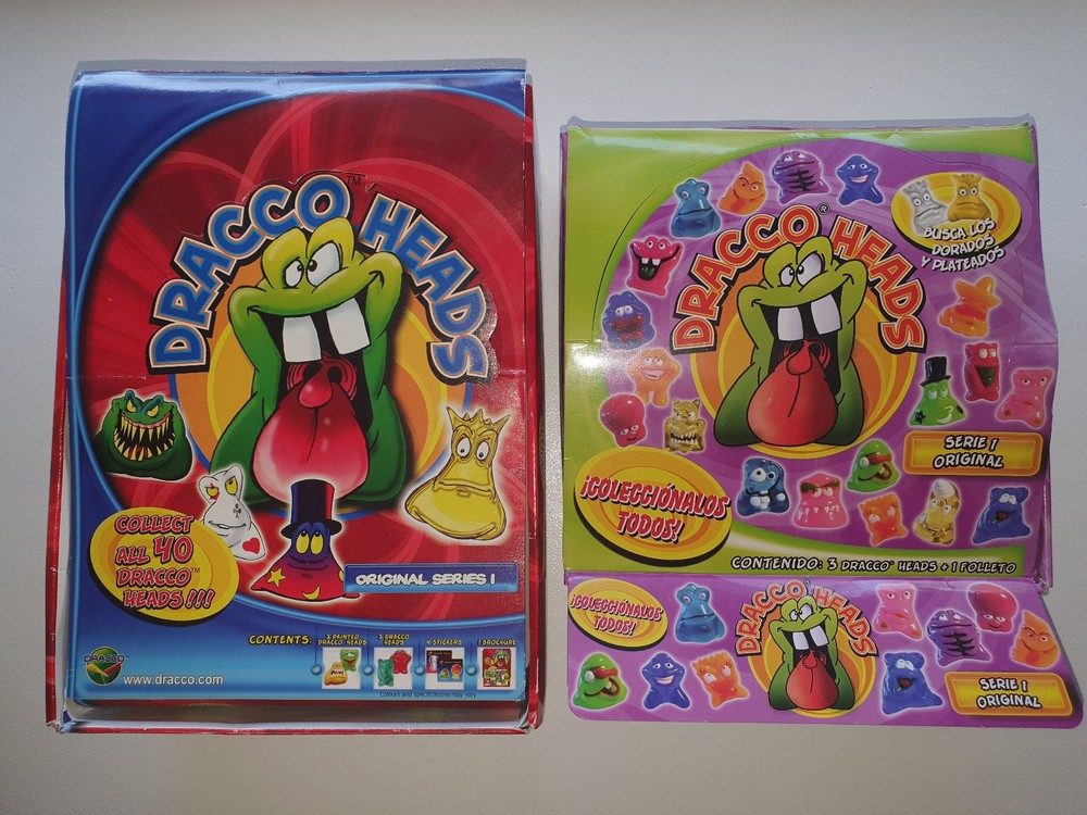 Rare Dracco Heads empty display boxes! Mega & spanish Gogo’s Crazy Bones-like