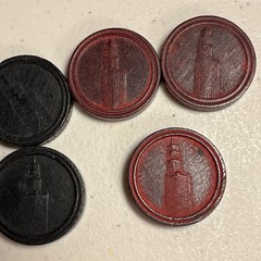 Crown And Skyscraper Wood Checkers 3 RED 4 BLACK