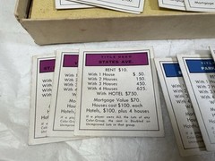 Vintage 1954 Monopoly Game Yellow Box Wooden Tokens Incomplete. See Description.