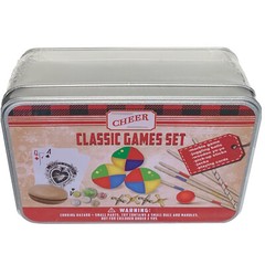 Classic Games Tin Case toy gift -marbles juggling yoyo jacks cards pickup sticks