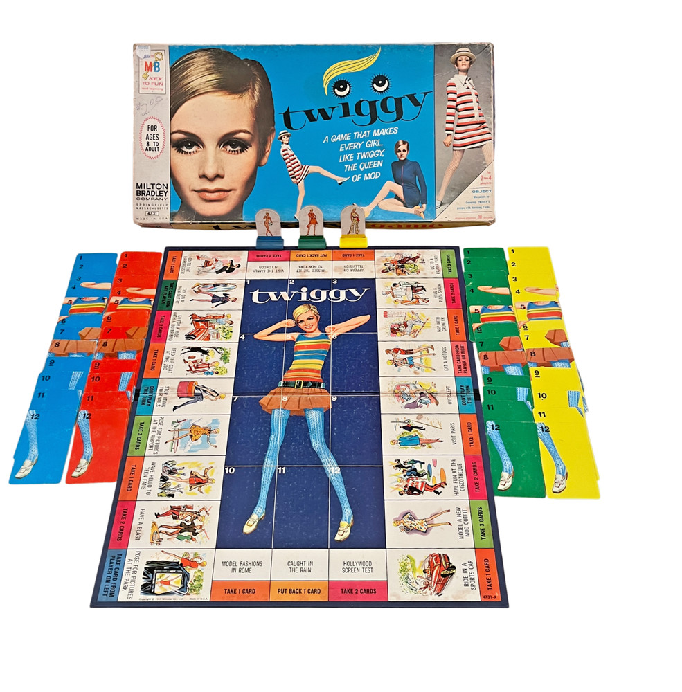 Twiggy Milton Bradley Board Game Vintage 1967- Missing 1 Game Piece and Die