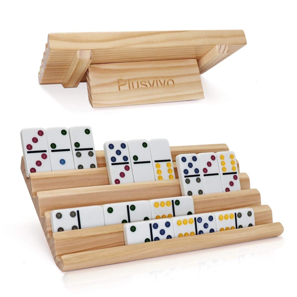 plusvivo Domino Racks Set of 2, 10 x 5.5 x 0.79 inches, Woodgrain Color