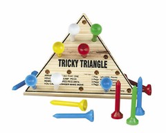 1 NEW WOODEN TRICKY TRIANGLE GAME BRAIN TEASER PEG CHALLENGE IQ TEST PARTY FAVOR