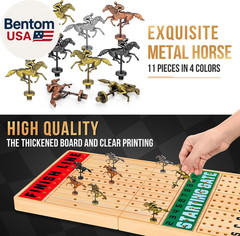 Large 21 Inches Horse Race Board Game, Horse Racing Games with Cards and Dice &