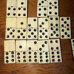 Antique Bone and Ebony Wood Dominos set 26 Dominos, Missing 2/4, 5/6 incomplete