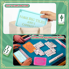 Mahjong Tile Shuffler Set with Traditional Frame and Fun Sayings, 4 Pieces