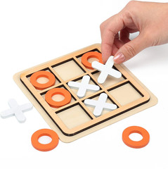 Wooden Board Tic Tac Toe Game XO Table Toy Classical Family Children Puzzle Game