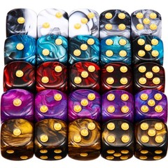 25 Pieces Colored Dice 6 Sided Dice Set, 6 Sided Standard Dices with Black Draws