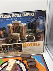 Vintage 1987 HOTELS Board Game Milton Bradley Real Estate Game – 99% Complete