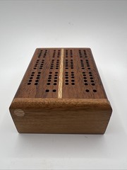 Handmade Wooden Cribbage Board Metal Pegs Tiger Wood