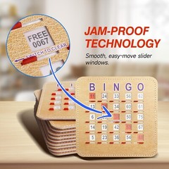 100-Pack Stitched Reusable Shutter Slide Bingo Cards with Shutter Clear Slider