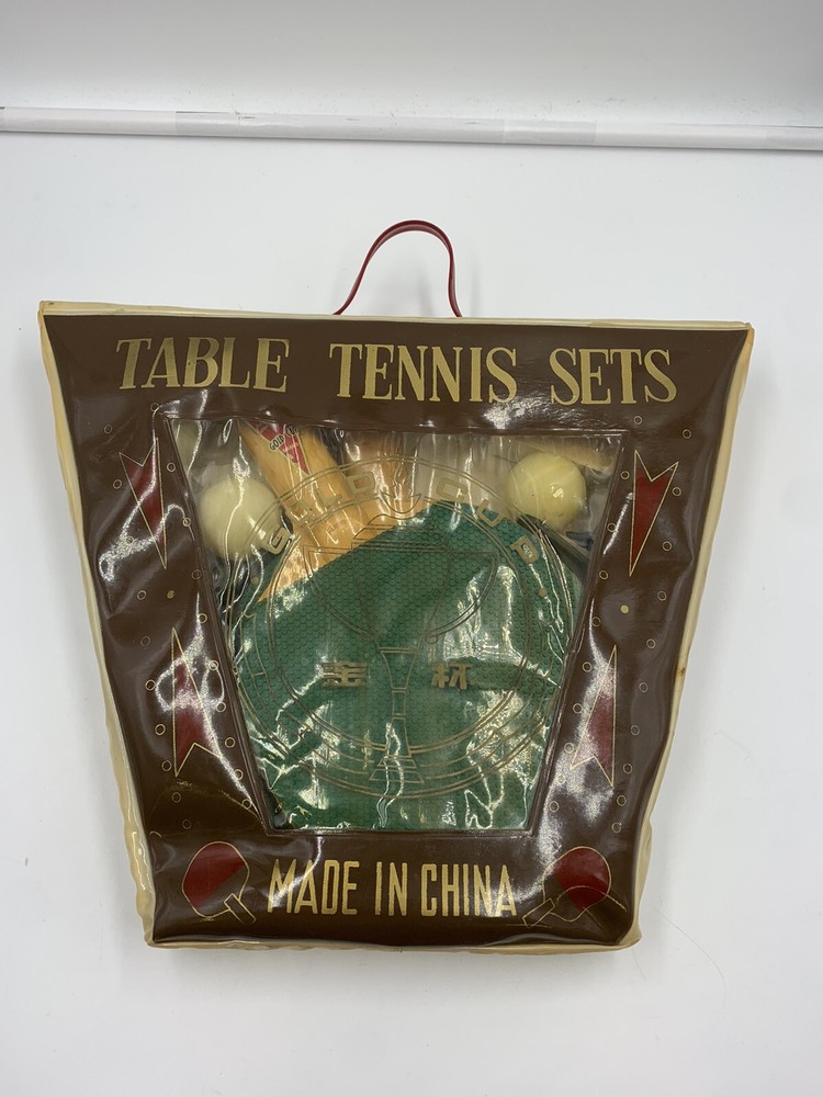 Vintage Mid Century Gold Cup Brand Table Tennis Set Ping Pong Halex Balls