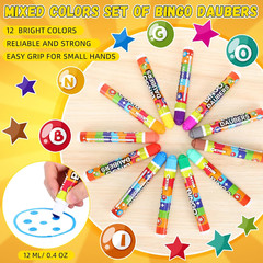 60 Pack Mixed Colors Set of Bingo Daubers Dot Markers Bingo Supplies in 12 Color