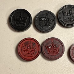 Crown And Skyscraper Wood Checkers 3 RED 4 BLACK