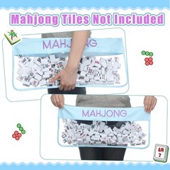 Mahjong Bag Empty Zippered Letters 1 PCS Blue Moh-jong Case Only