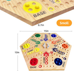 Wooden Board Game, Original Marble Game Double Sided Painted 2 to 6 Player Fast