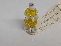Vintage Lucky Bingo Ball Charm Yellow Beaded Troll Figurine Folk Art