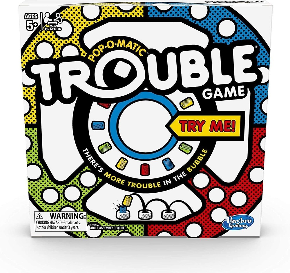 Trouble Board Game, Classic Pop-O-Matic Race Game By Hasbro