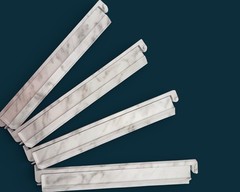American Mahjong Rack Set of 4 White Marble Acrylic 18.5 Inch with Pushers