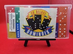 Vintage Wooden Dominoes Set of 28 Multicolor W/ Case