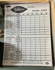 Vintage 1956 Yahtzee Complete E.S. Lowe Dice Game w Dice Cup Box Manual VG! MCM