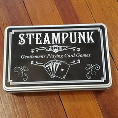 Steampunk Gentlemen’s Playing Cards Games 2 Packs, Instructions & 5 Dice in Tin