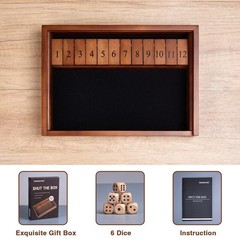 Shut The Box Dice Game Wooden Board Table Math Game for 2 Players and Up, 12 …