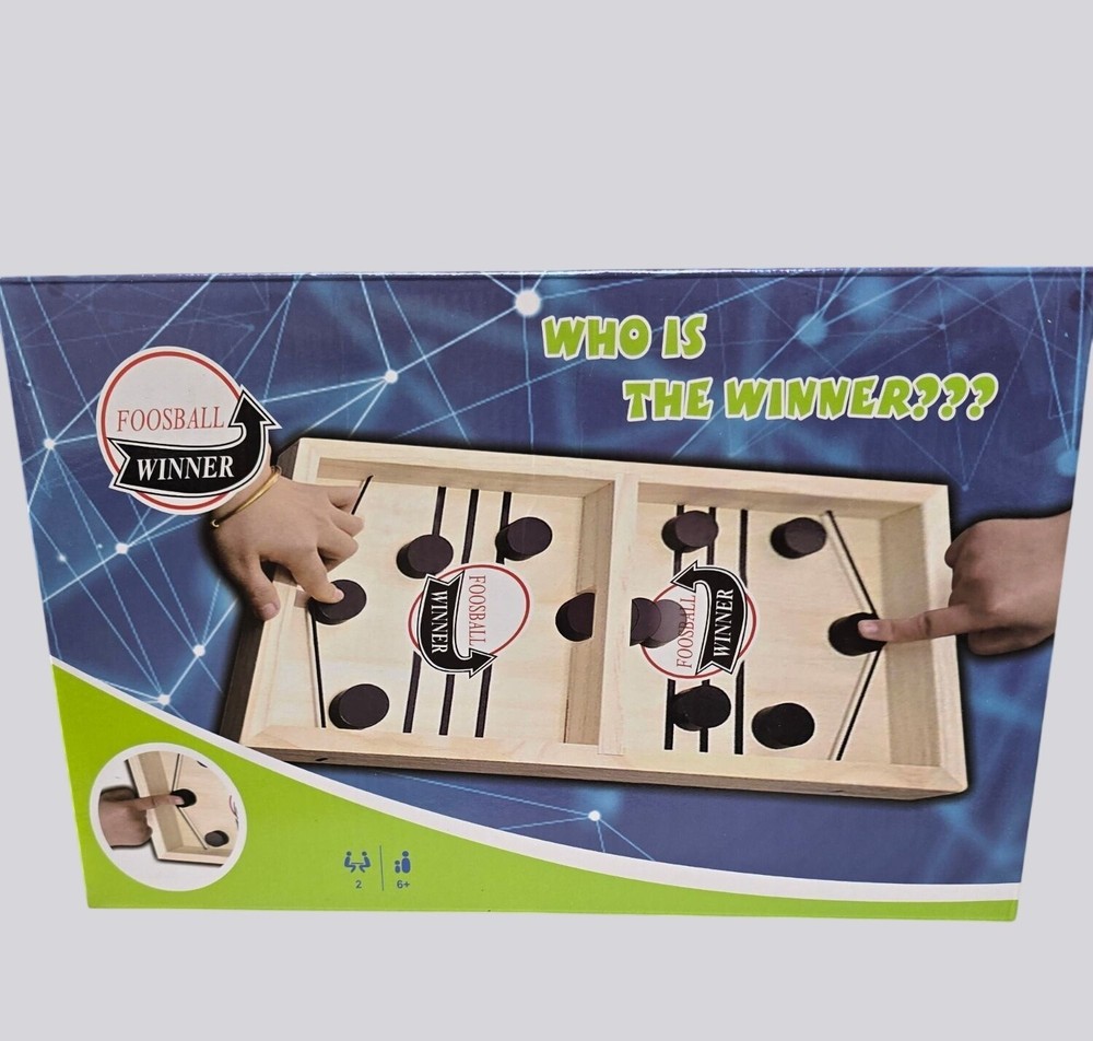 Foosball Winner Wooden Fast Sling Puck Game Compact Size For 2 Players Ages 6+