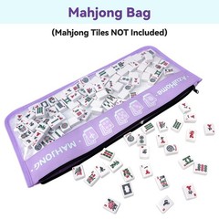 AzulHome PVC Mahjong Tiles Bag with 2 Mahjong Line Finders, Light Purple, 21″x9″