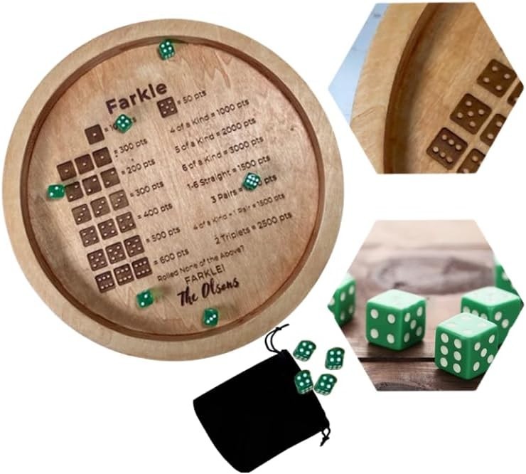 Farkle Dice Tray, Farkle Classic Dice Game with Tray and 2 Sets of 6 Pearl Di…