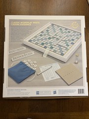 WS Game Company Scrabble Bianco Edition Rotating Board Word Game, 2+ Players