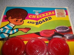 Vtg NIP Checkers & Board 24 Plastic Checkers with Folding Mat Sealed Hong Kong
