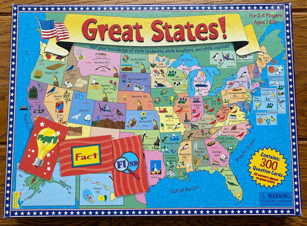 Great States! Board Game, 2-6 Players, Ages 7+, Pre-owned