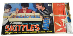 Vintage Carrom Skittles Wooden Tabletop Bowling Game No. 401 Complete w/ Box