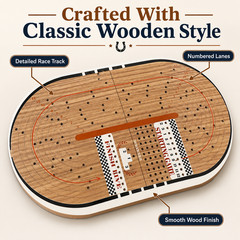 24.8in Wooden Horse Racing Board Game Foldable Large Race Track Set w Accessorie