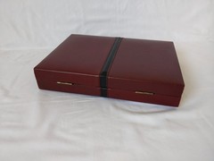 Vintage MR MAN Backgammon Board Game Leather Travel Case Box Brown Briefcase