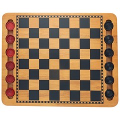 WE Games Traditional Red & Black Checkers Set, Solid Wood Board with Grooves
